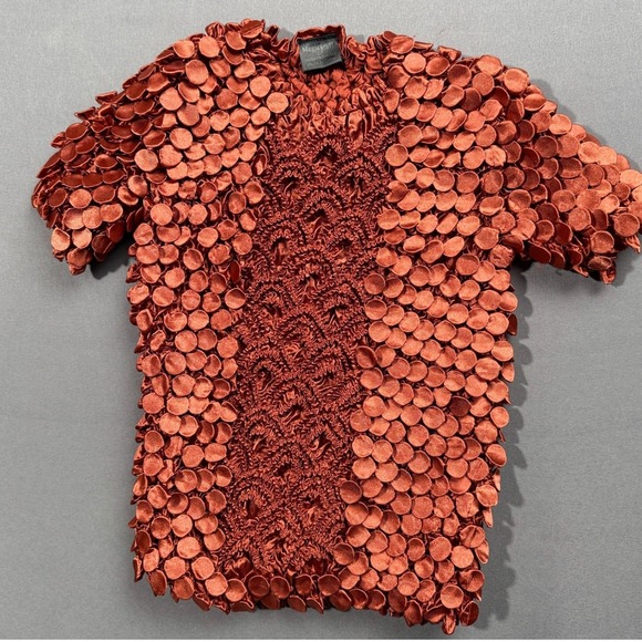 MagicScarf Textured Bubble Top Women's One Size Short Sleeve Rust - Picture 1 of 3